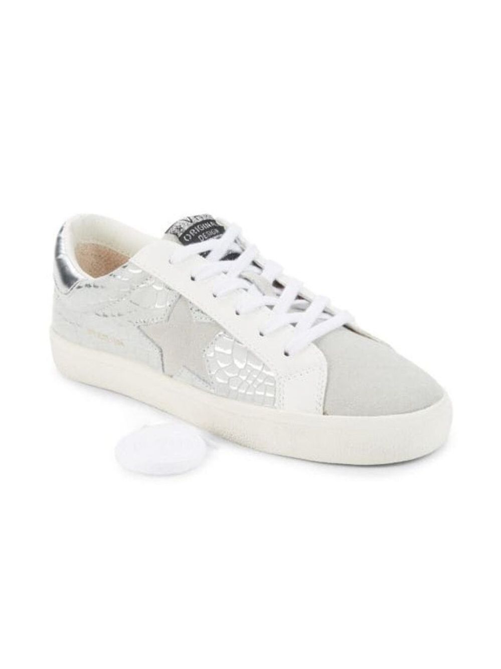 Vintage Havana-Edge Croc Embossed Leather Sneakers-size 7.5 Gray/white-Brand New - Picture 12 of 14